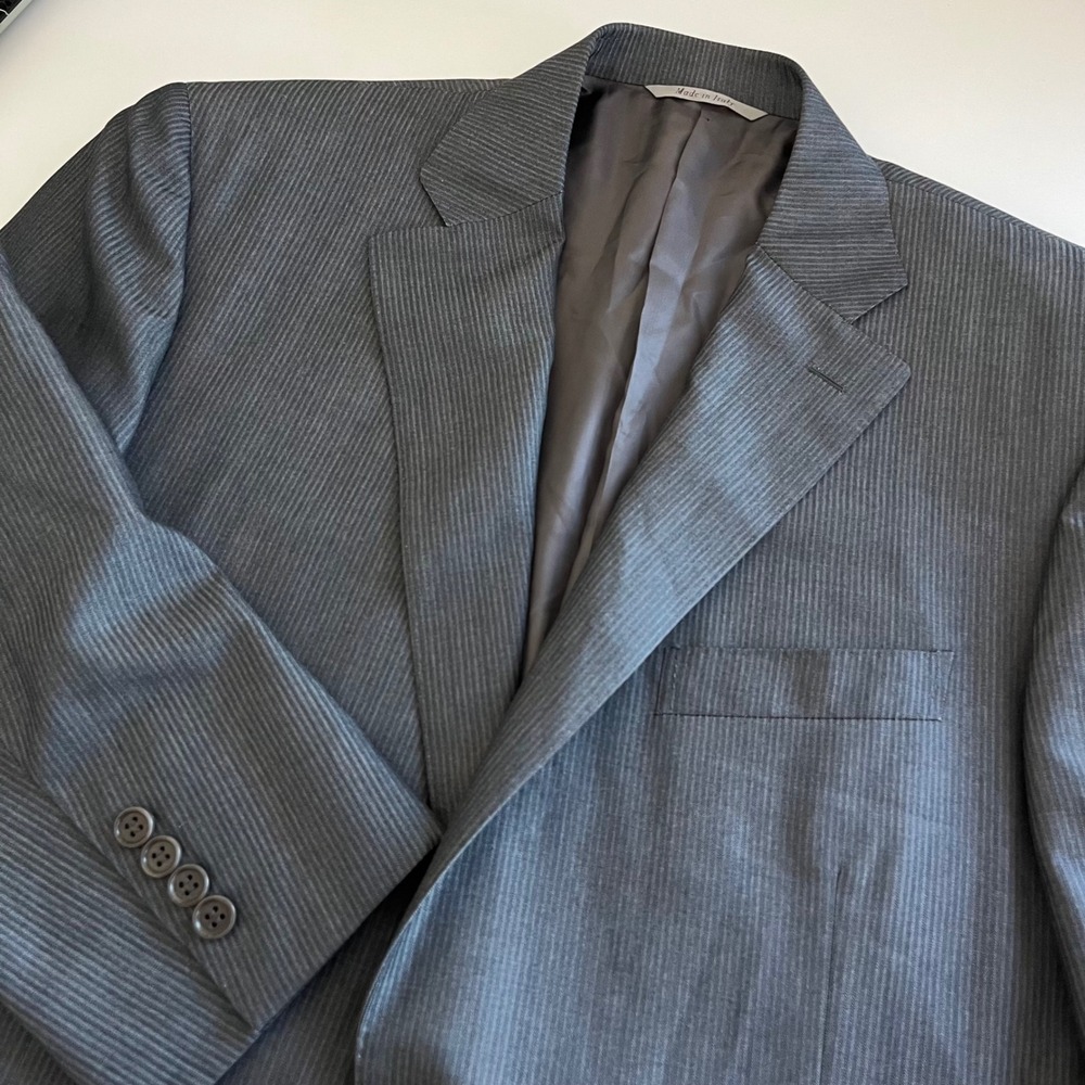 Canali Men's Suit Jacket Gray Stripe Made in Italy Wool‎ EUR 52R US 42R